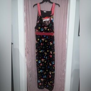 Eyeshadow Black Jumpsuit with Festive Print